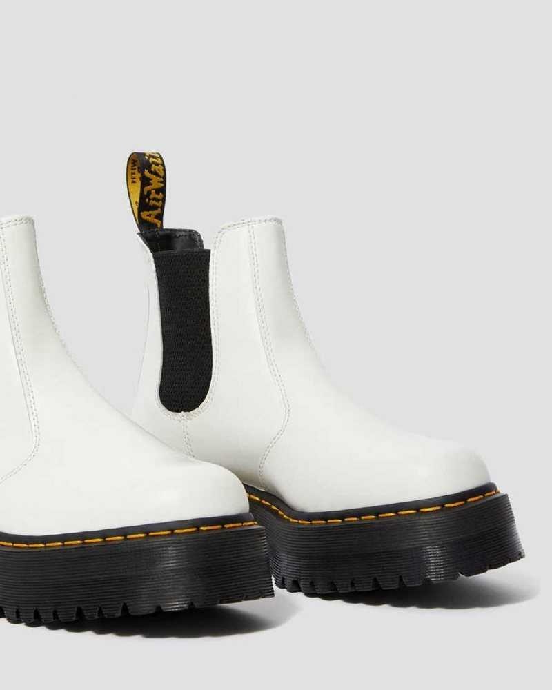 White Dr. Martens 2976 Smooth Leather Platform Chelsea Boots | CXMYF6912