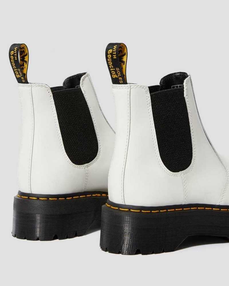 White Dr. Martens 2976 Smooth Leather Platform Chelsea Boots | CXMYF6912