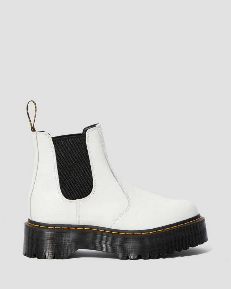 White Dr. Martens 2976 Smooth Leather Platform Chelsea Boots | CXMYF6912