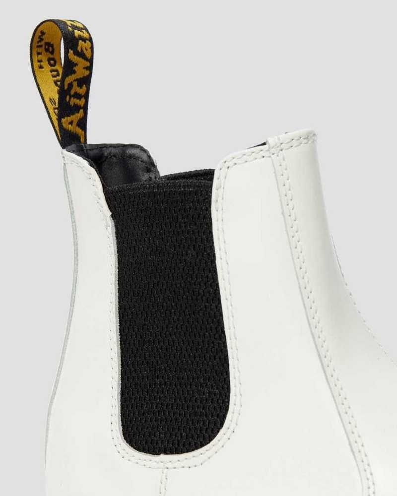 White Dr. Martens 2976 Smooth Leather Platform Chelsea Boots | CXMYF6912