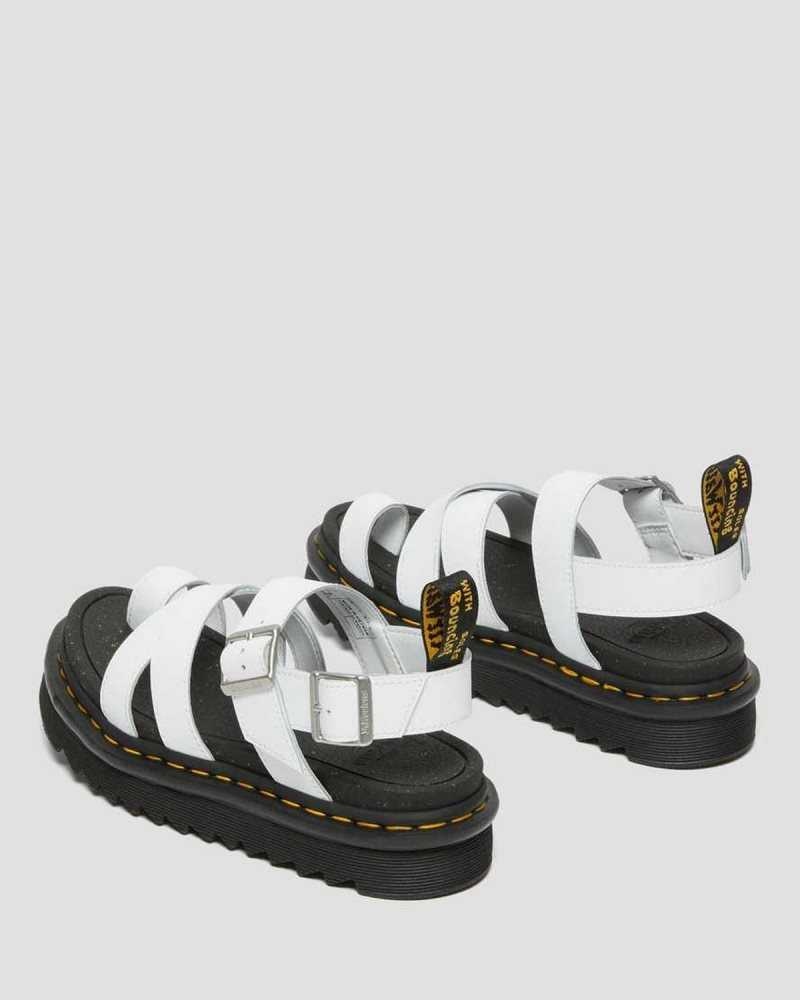 White Dr. Martens Avry Hydro Leather Strap Sandals | XUPMI2384