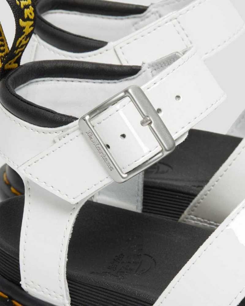 White Dr. Martens Blaire Patent Leather Strap Sandals | EPITW2640