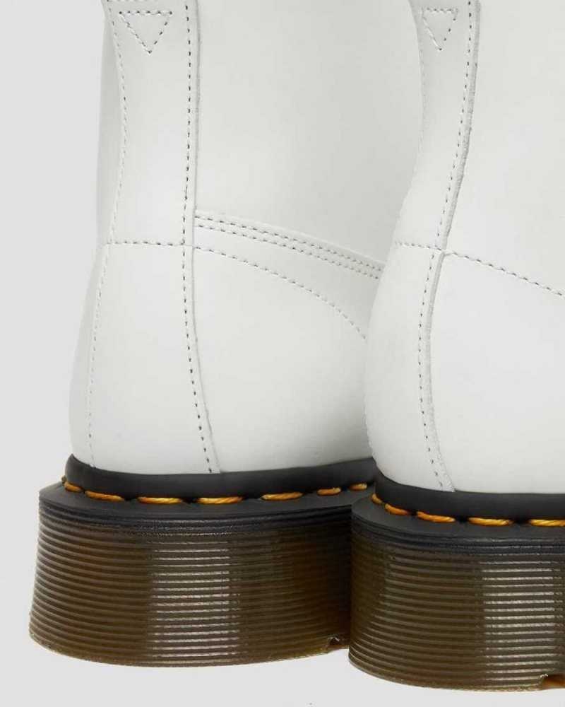 White Dr. Martens Church Smooth Leather Monkey Boots | AIUDJ4758