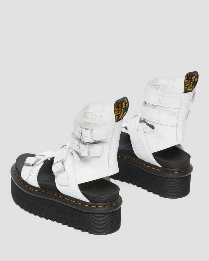 White Dr. Martens Giavanna Leather Platform Gladiator Sandals | LZPNB8427