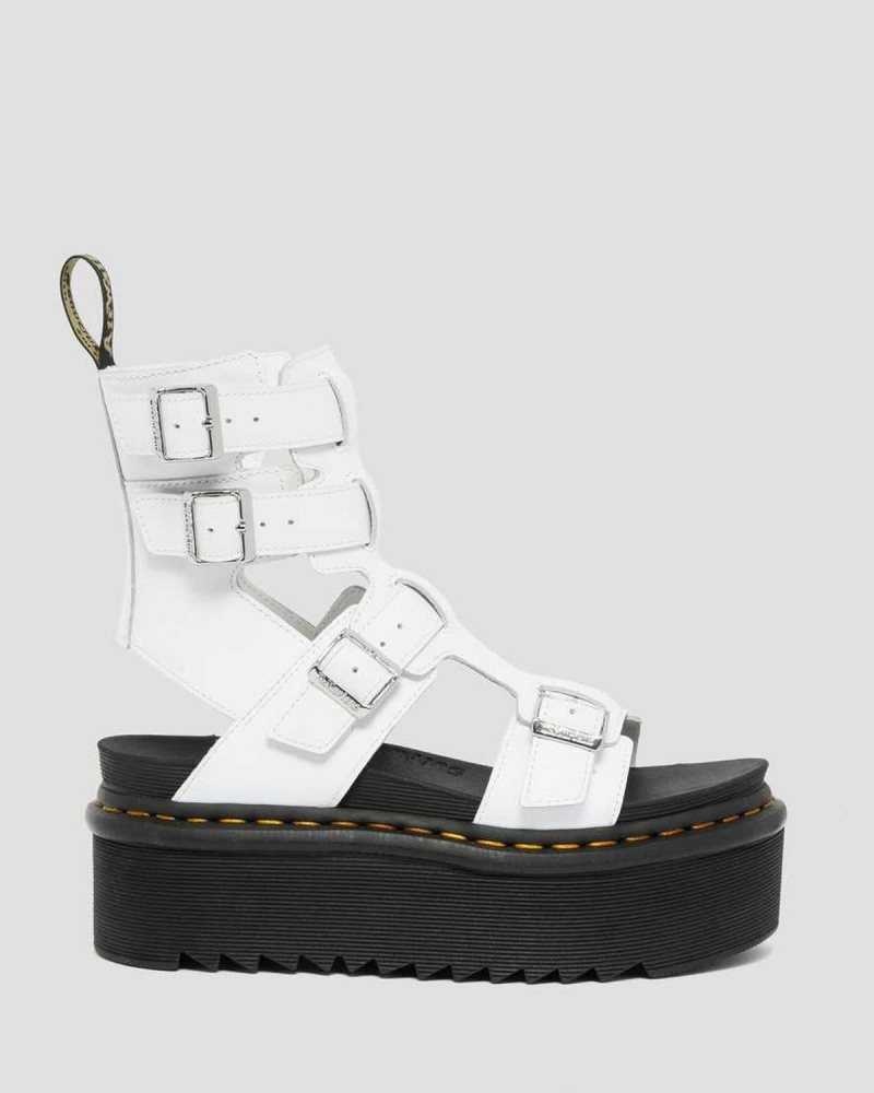 White Dr. Martens Giavanna Leather Platform Gladiator Sandals | LZPNB8427