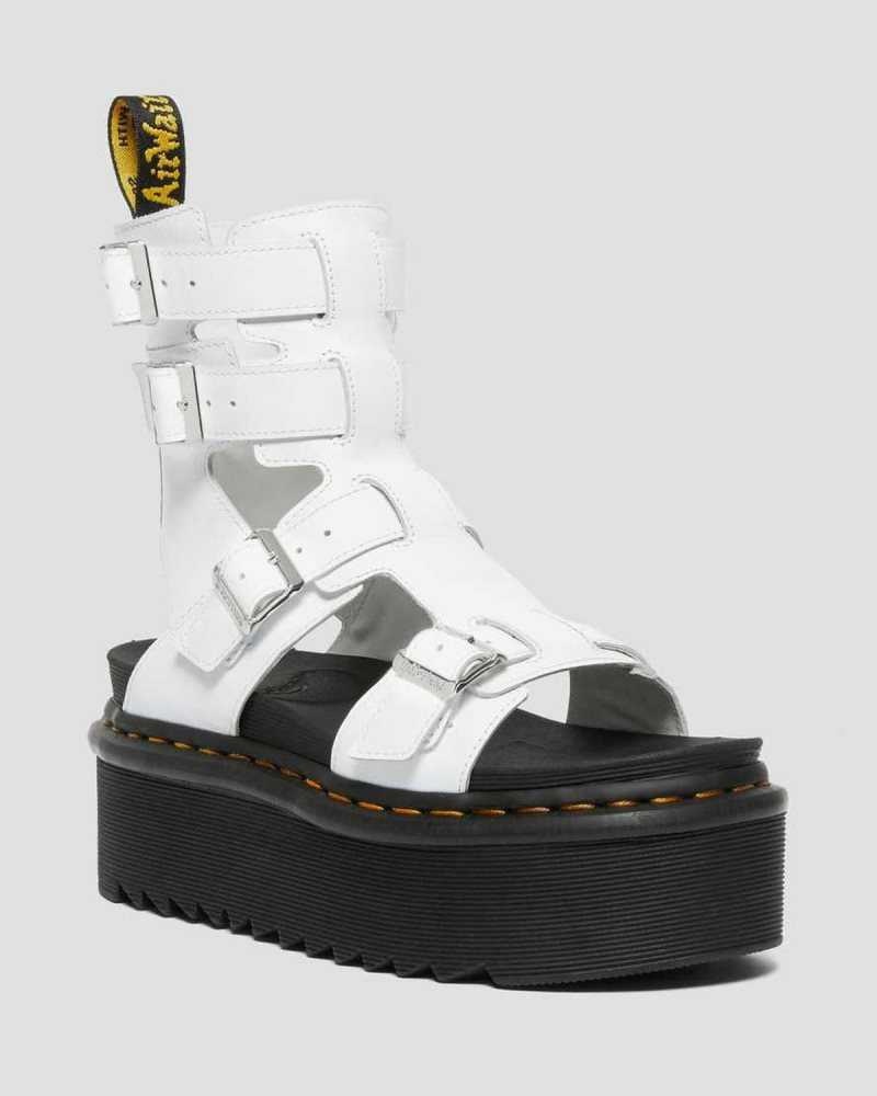 White Dr. Martens Giavanna Leather Platform Gladiator Sandals | LZPNB8427