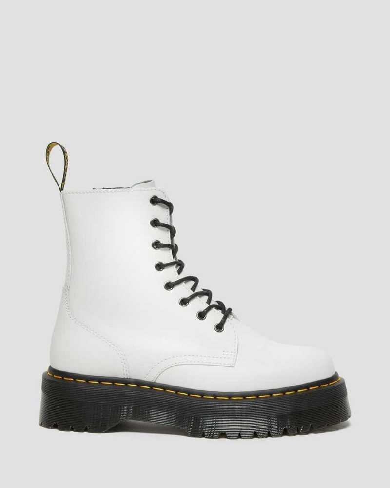 White Dr. Martens Jadon Smooth Leather Platform Boots | EDQVK5938