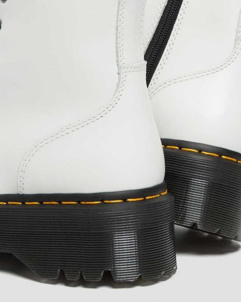 White Dr. Martens Jadon Smooth Leather Platform Boots | EDQVK5938