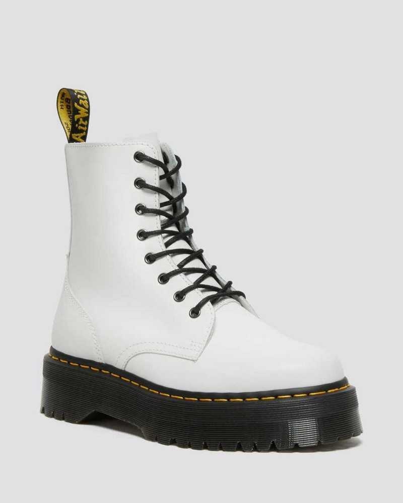 White Dr. Martens Jadon Smooth Leather Platform Boots | EDQVK5938