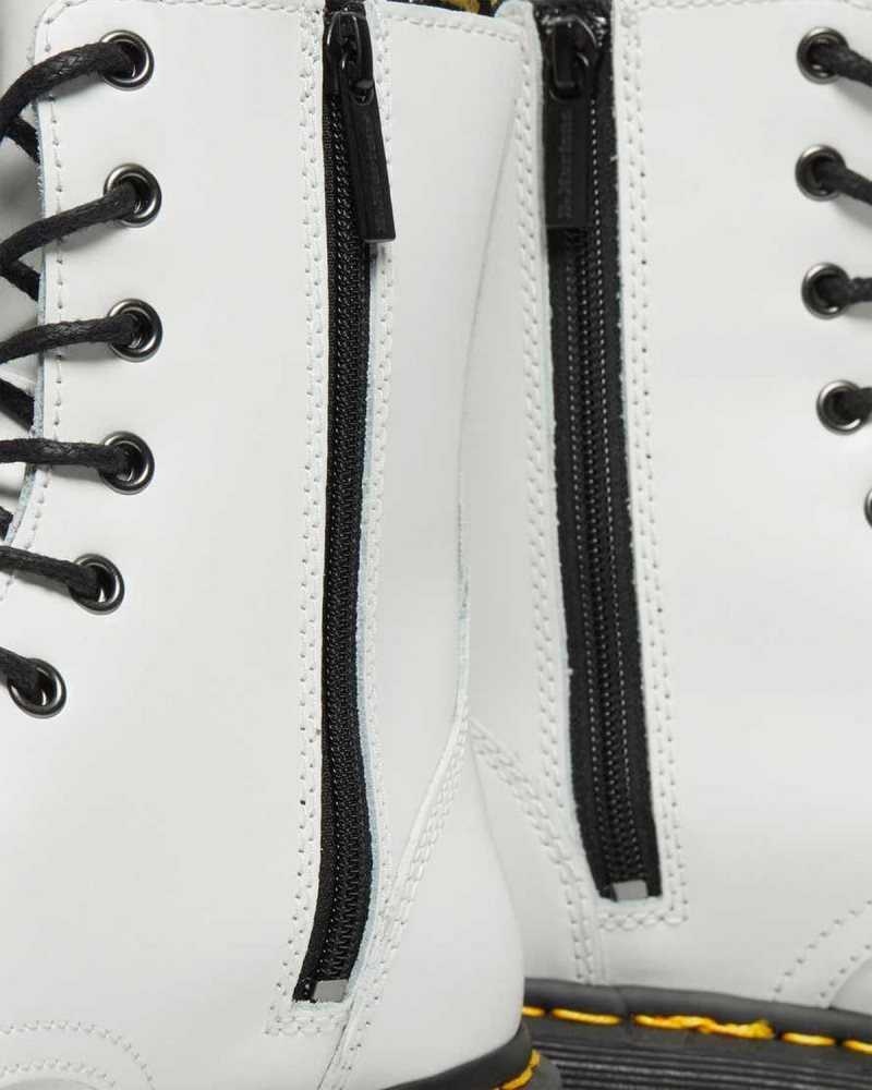 White Dr. Martens Jadon Smooth Leather Platform Boots | BLVXA8769