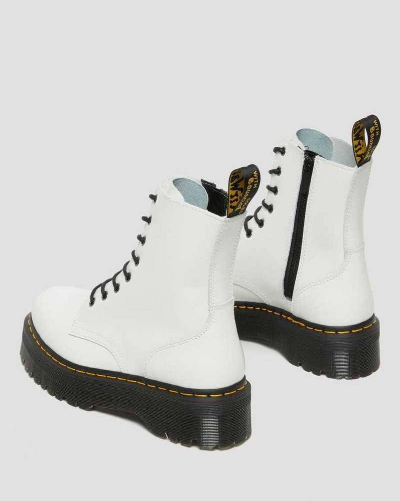 White Dr. Martens Jadon Smooth Leather Platform Boots | BLVXA8769