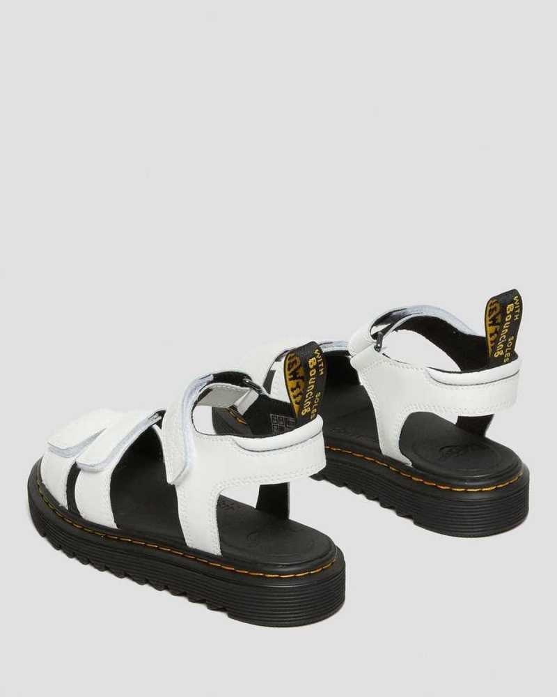 White Dr. Martens Junior Klaire Leather Strap Sandals | ZOXBC6134