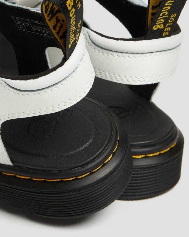 White Dr. Martens Junior Klaire Leather Strap Sandals | ZOXBC6134