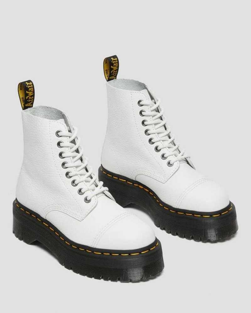 White Dr. Martens Sinclair Milled Nappa Leather Platform Boots | GDXZY9146