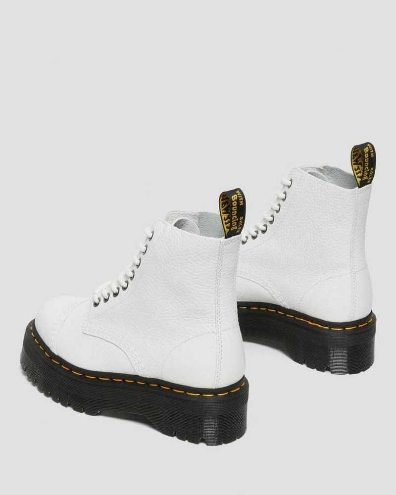 White Dr. Martens Sinclair Milled Nappa Leather Platform Boots | GDXZY9146