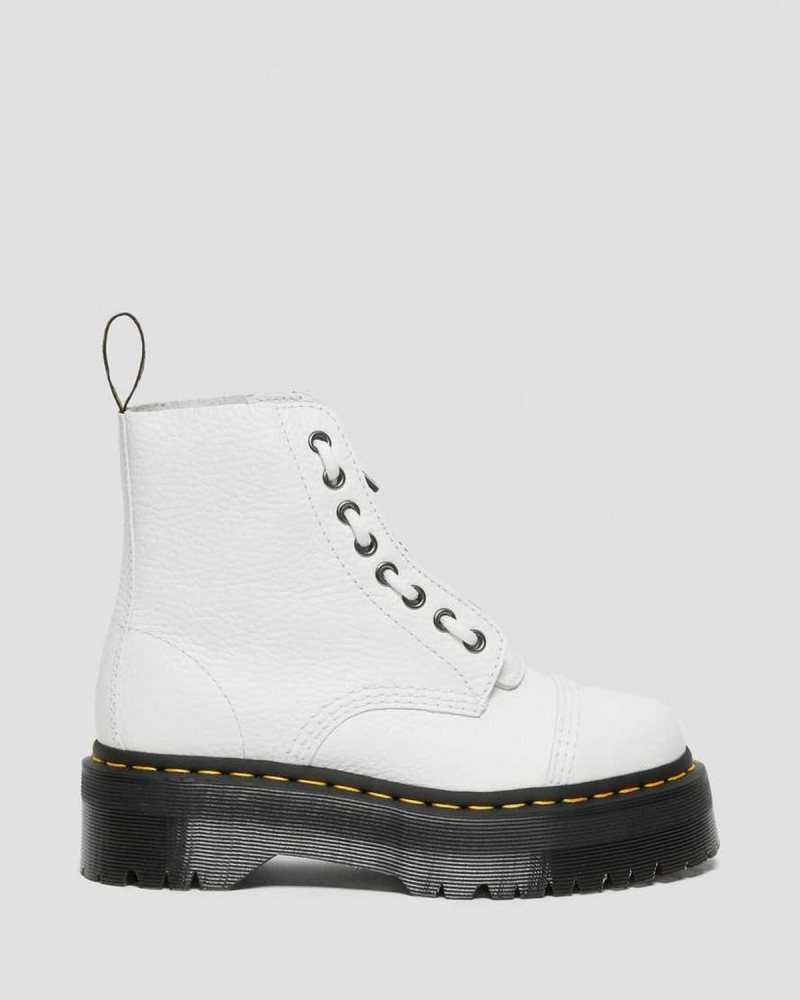 White Dr. Martens Sinclair Milled Nappa Leather Platform Boots | GDXZY9146