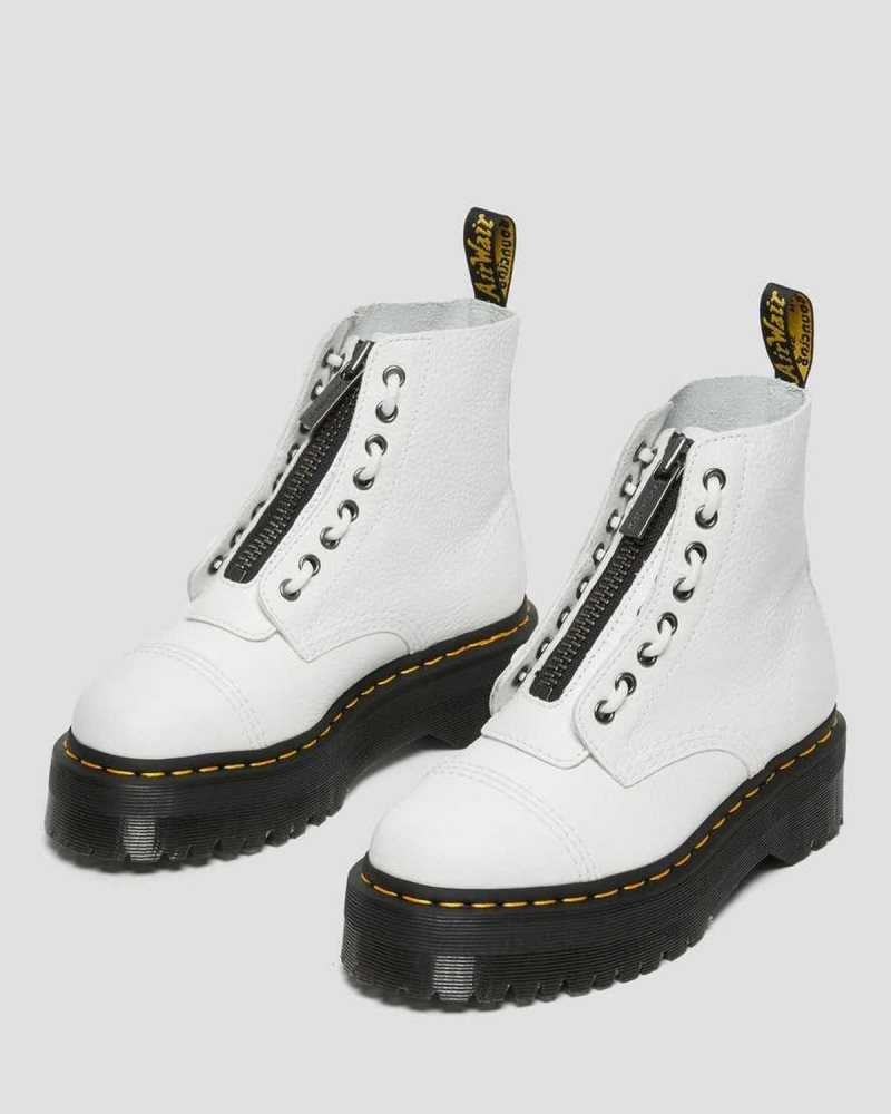 White Dr. Martens Sinclair Milled Nappa Leather Platform Boots | GDXZY9146