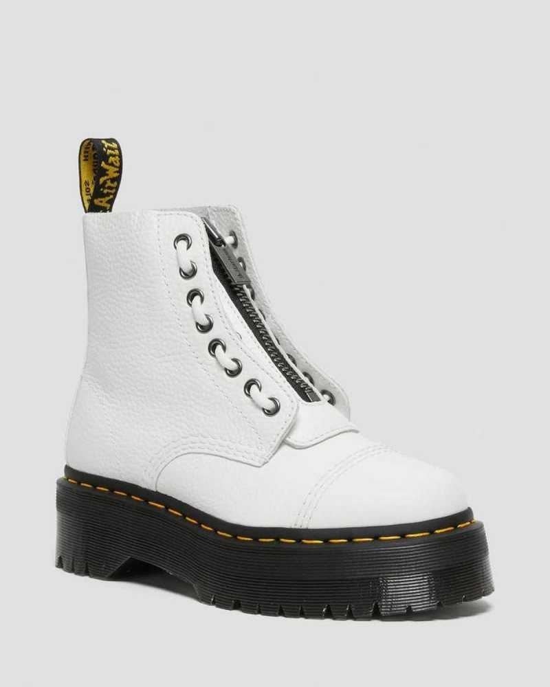 White Dr. Martens Sinclair Milled Nappa Leather Platform Boots | GDXZY9146