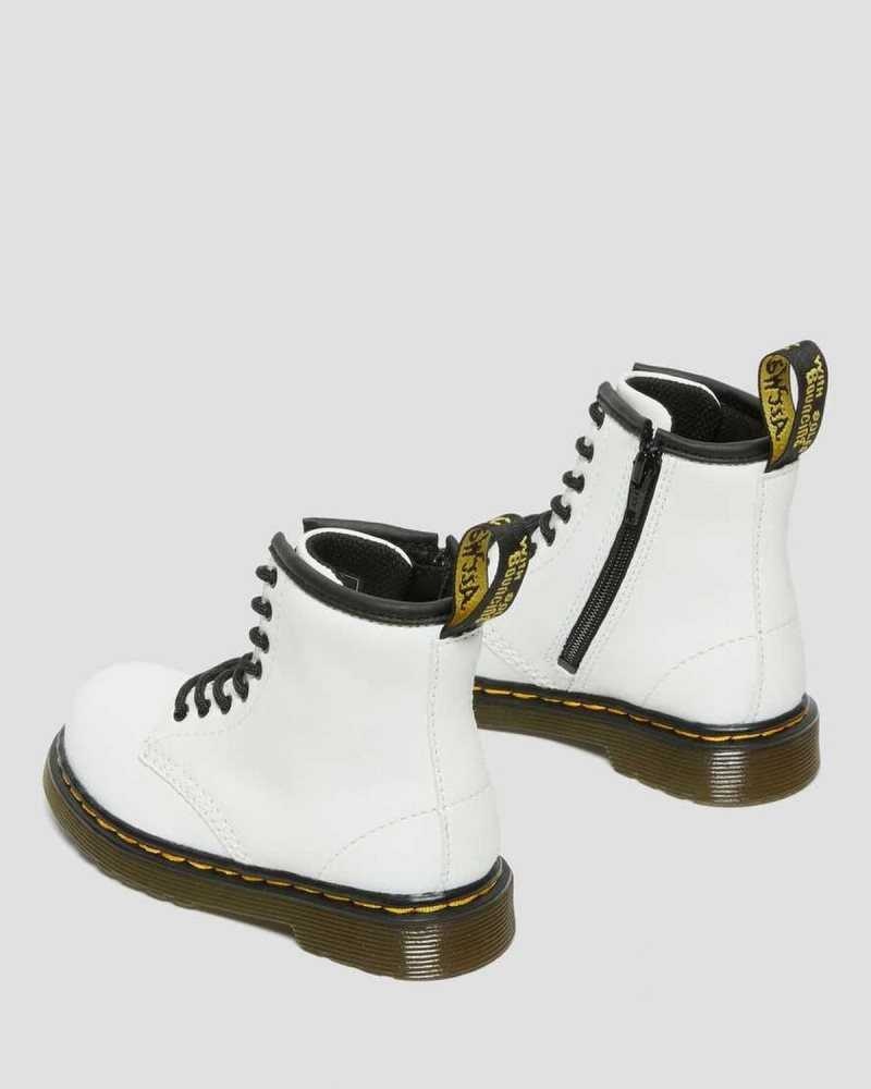 White Dr. Martens Toddler 1460 Leather Lace Up Boots | LWSTK4196