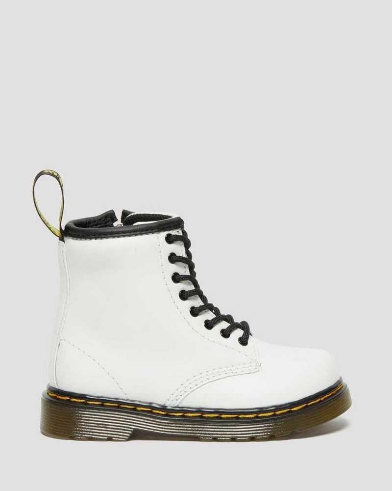 White Dr. Martens Toddler 1460 Leather Lace Up Boots | LWSTK4196