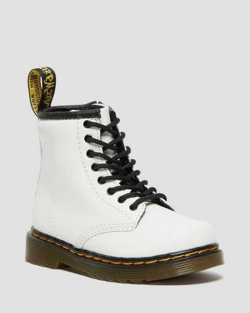 White Dr. Martens Toddler 1460 Leather Lace Up Boots | LWSTK4196