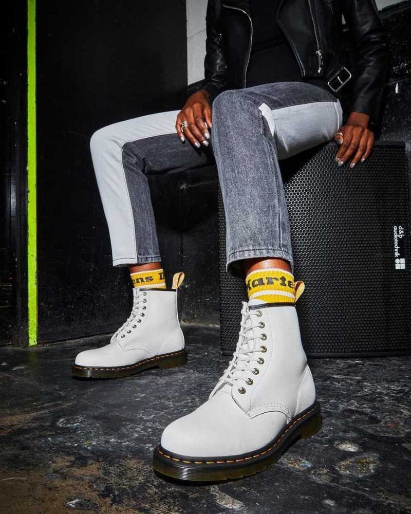 White Dr. Martens Vegan 1460 Kemble Lace Up Boots | BGRKS3017