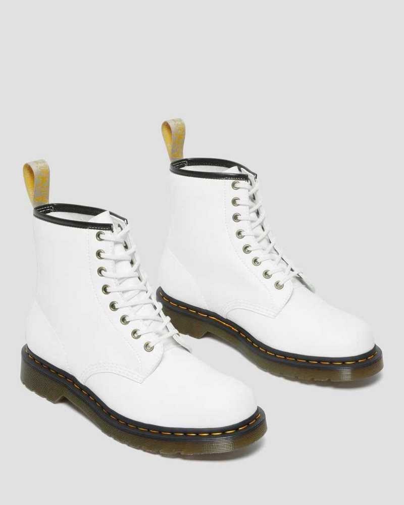 White Dr. Martens Vegan 1460 Kemble Lace Up Boots | BGRKS3017