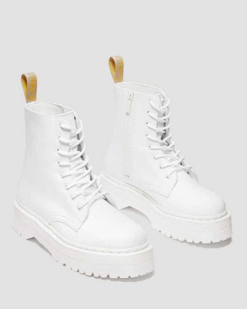 White Dr. Martens Vegan Jadon II Kemble Mono Platform Boots | CNBDF7931