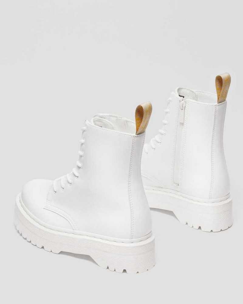 White Dr. Martens Vegan Jadon II Kemble Mono Platform Boots | CNBDF7931