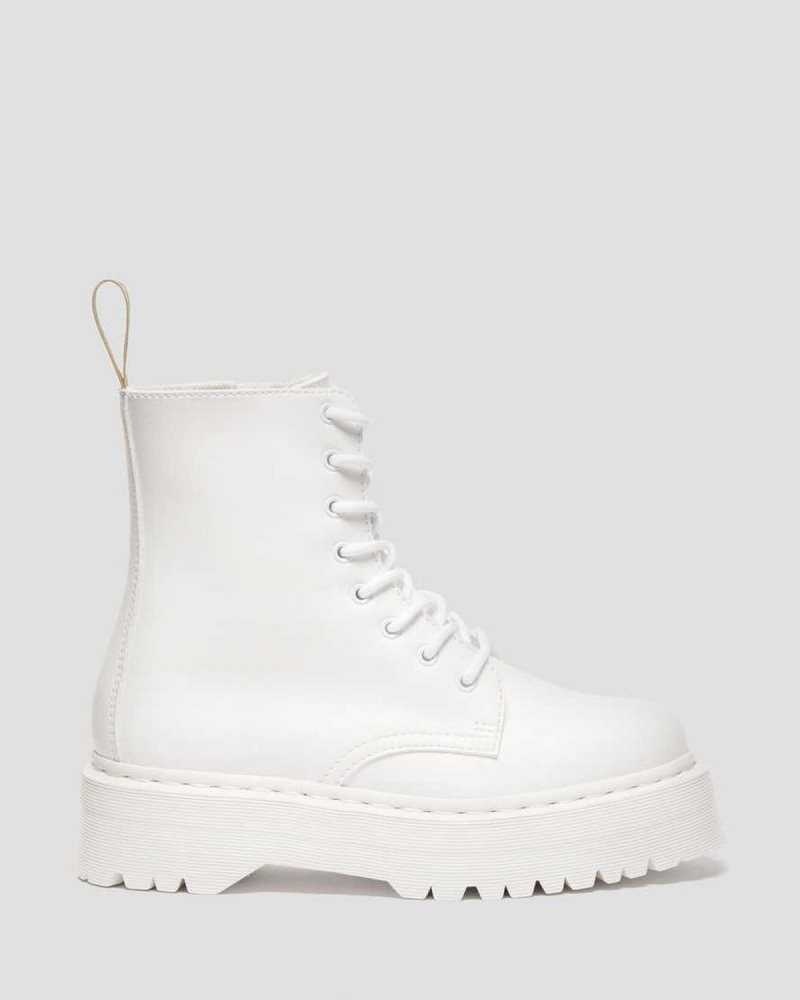 White Dr. Martens Vegan Jadon II Kemble Mono Platform Boots | CNBDF7931