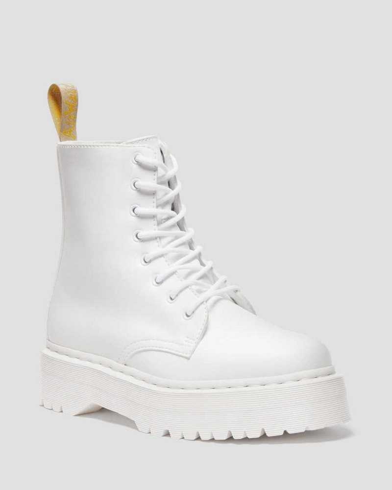 White Dr. Martens Vegan Jadon II Kemble Mono Platform Boots | CNBDF7931