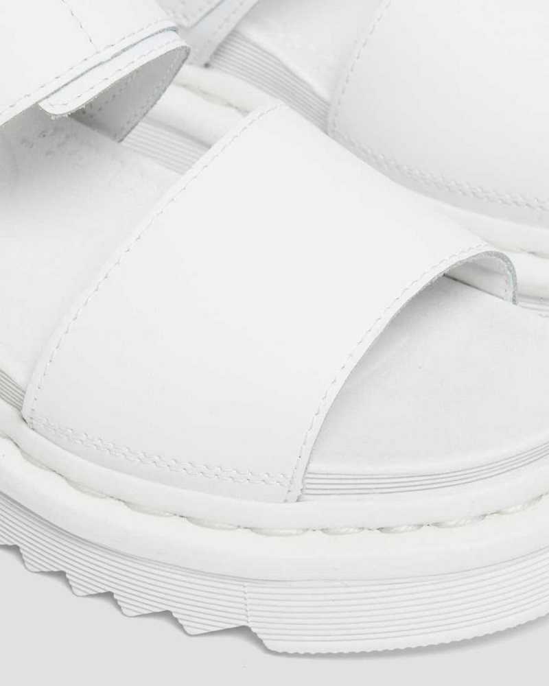 White Dr. Martens Voss Mono Hydro Leather Strap Sandals | QOKSG3186