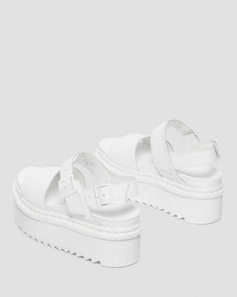 White Dr. Martens Voss Mono Leather Platform Strap Sandals | WPCED3428