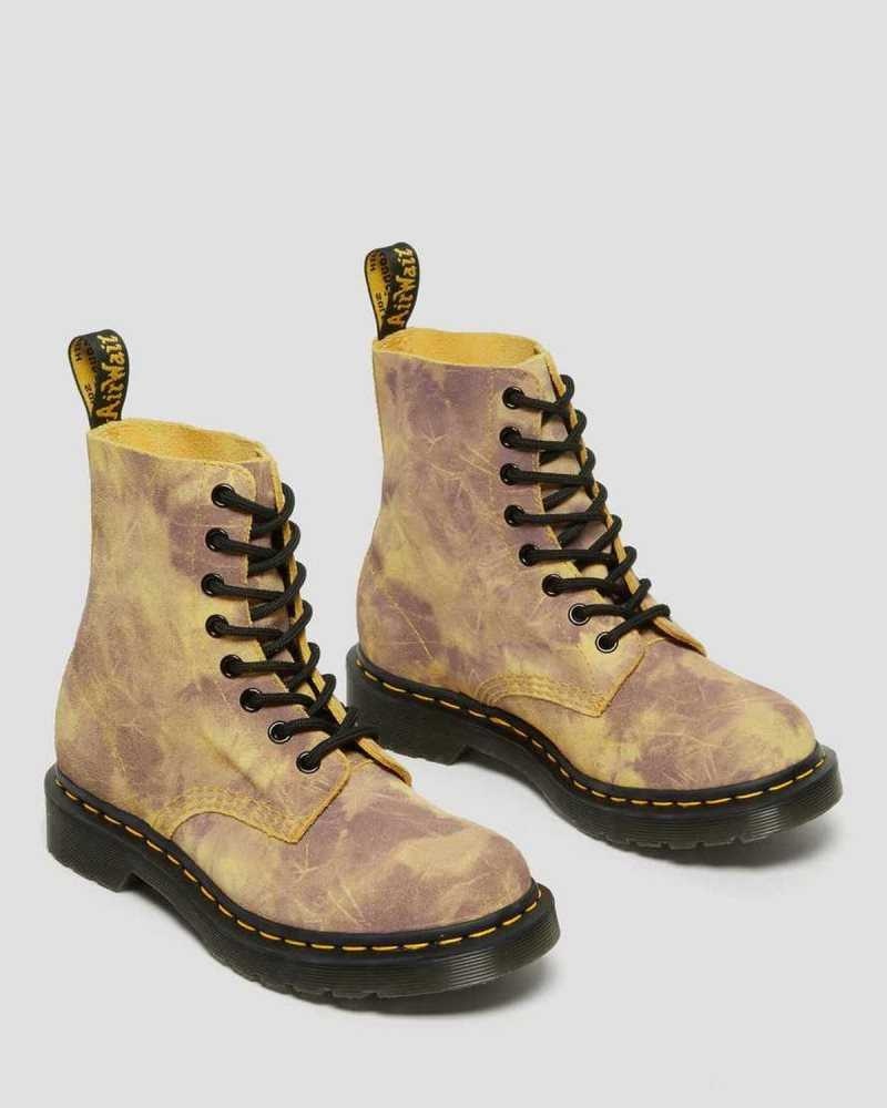 Yellow Dr. Martens 1460 Pascal Tie Dye Leather Lace Up Boots | MAUBG4621