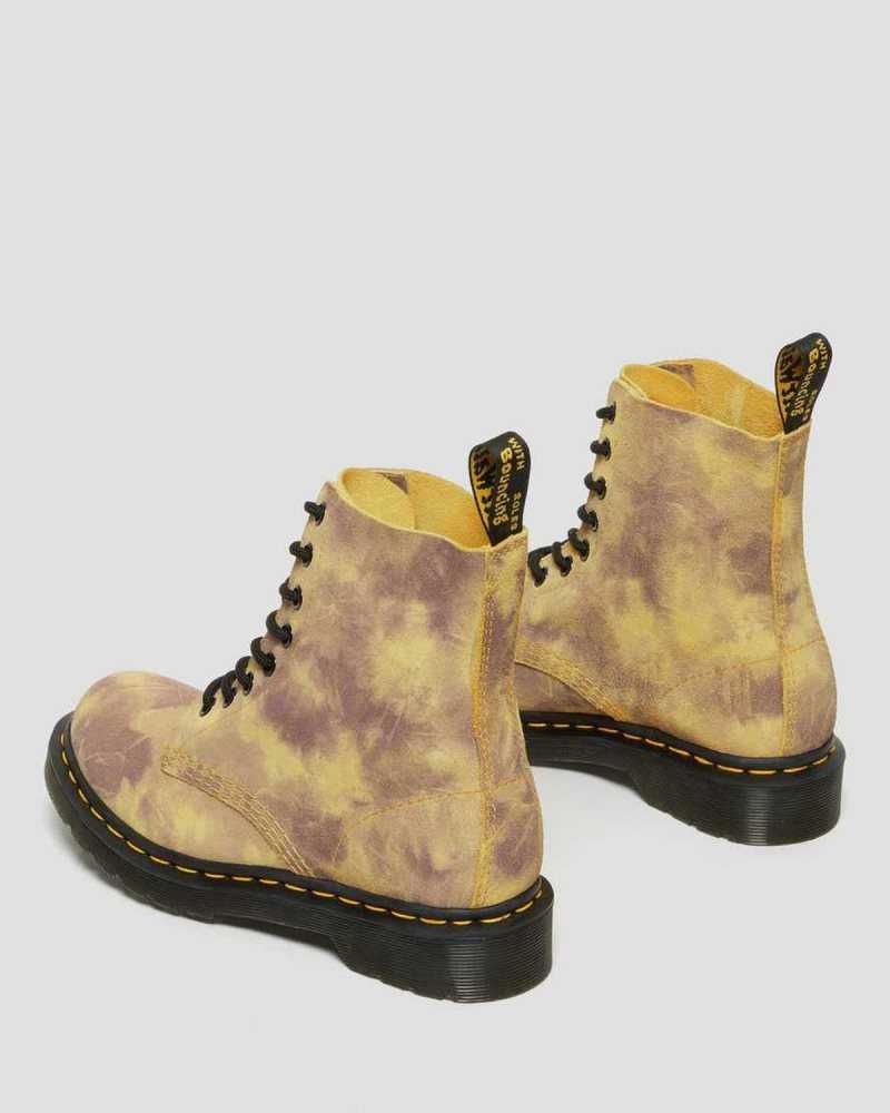 Yellow Dr. Martens 1460 Pascal Tie Dye Leather Lace Up Boots | MAUBG4621