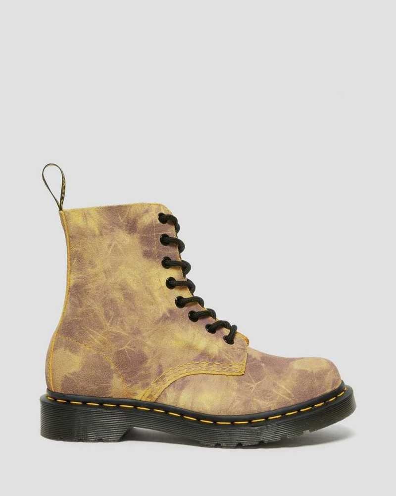 Yellow Dr. Martens 1460 Pascal Tie Dye Leather Lace Up Boots | MAUBG4621