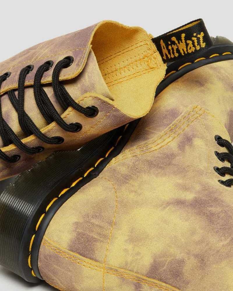 Yellow Dr. Martens 1460 Pascal Tie Dye Leather Lace Up Boots | MAUBG4621