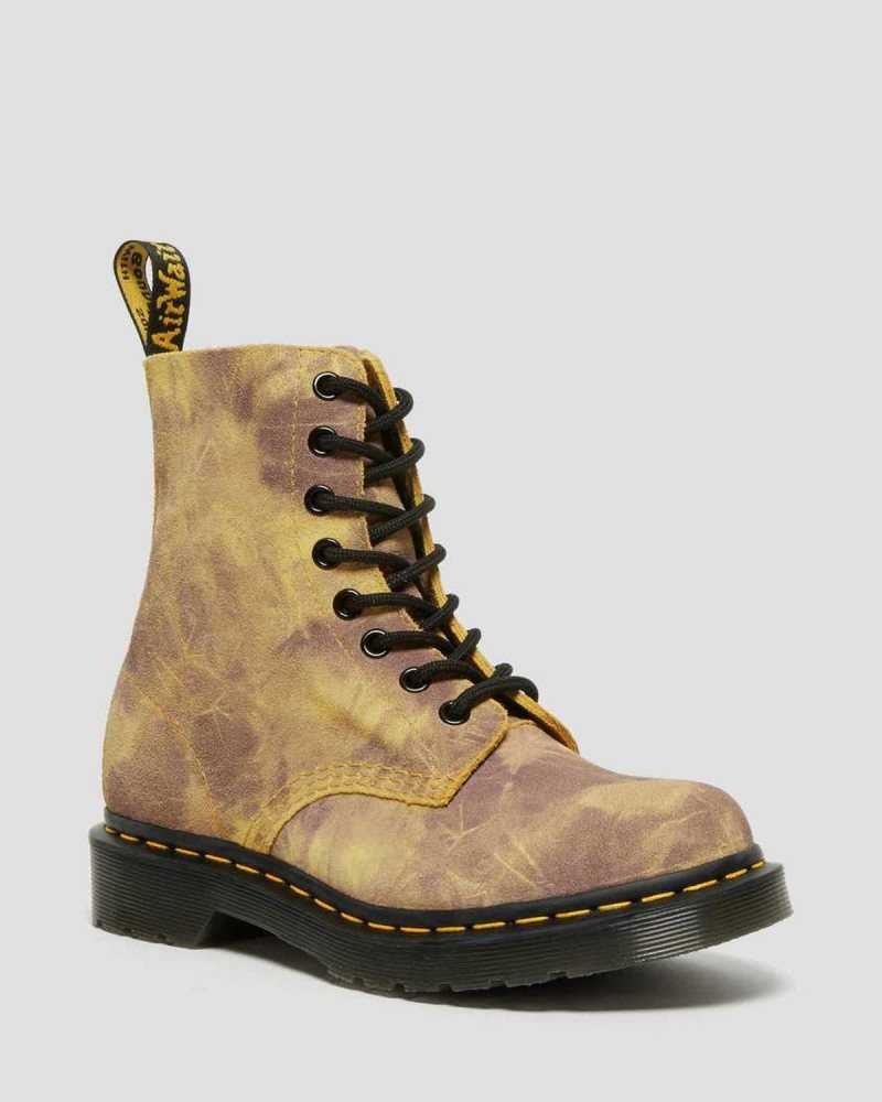 Yellow Dr. Martens 1460 Pascal Tie Dye Leather Lace Up Boots | MAUBG4621